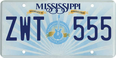 MS license plate ZWT555