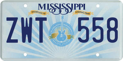 MS license plate ZWT558