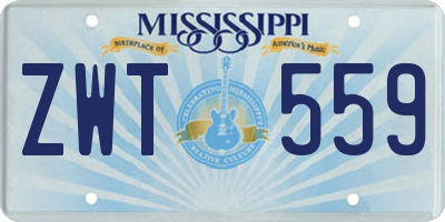 MS license plate ZWT559