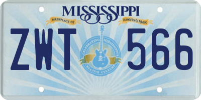 MS license plate ZWT566