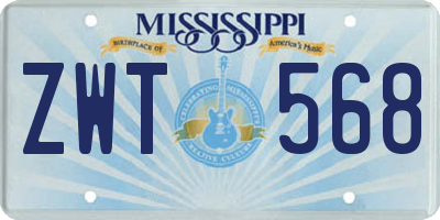 MS license plate ZWT568