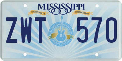 MS license plate ZWT570