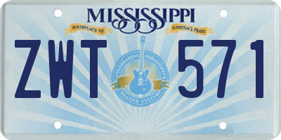 MS license plate ZWT571