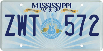MS license plate ZWT572