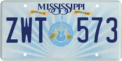MS license plate ZWT573