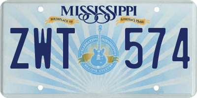 MS license plate ZWT574