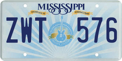 MS license plate ZWT576