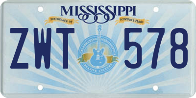 MS license plate ZWT578