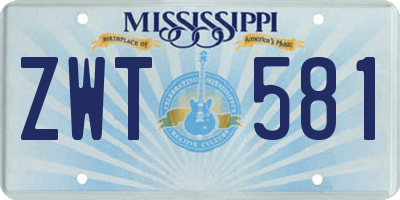 MS license plate ZWT581