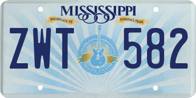 MS license plate ZWT582