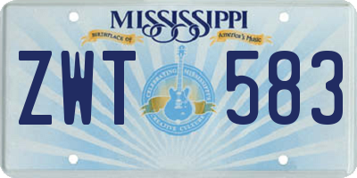 MS license plate ZWT583