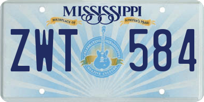 MS license plate ZWT584