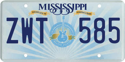 MS license plate ZWT585