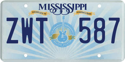 MS license plate ZWT587