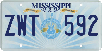 MS license plate ZWT592