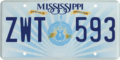 MS license plate ZWT593