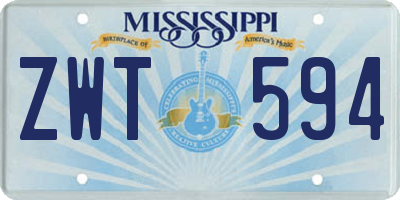 MS license plate ZWT594