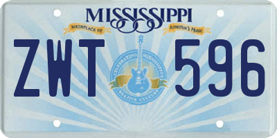 MS license plate ZWT596
