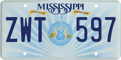 MS license plate ZWT597