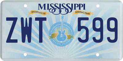 MS license plate ZWT599