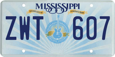 MS license plate ZWT607