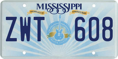 MS license plate ZWT608