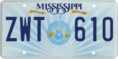 MS license plate ZWT610