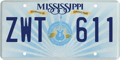 MS license plate ZWT611