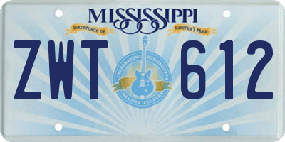 MS license plate ZWT612