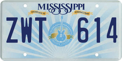 MS license plate ZWT614