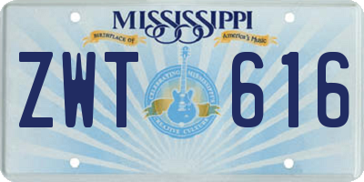 MS license plate ZWT616