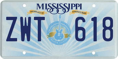 MS license plate ZWT618