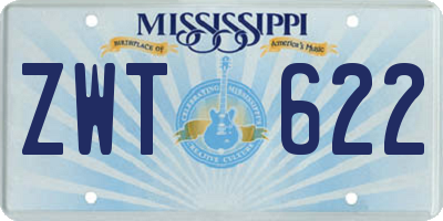 MS license plate ZWT622