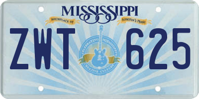 MS license plate ZWT625