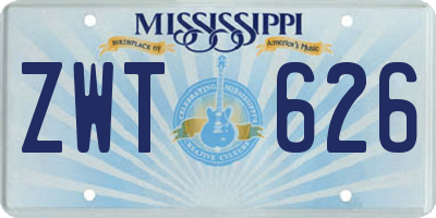 MS license plate ZWT626