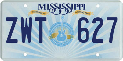 MS license plate ZWT627