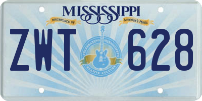 MS license plate ZWT628
