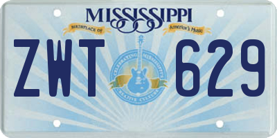 MS license plate ZWT629