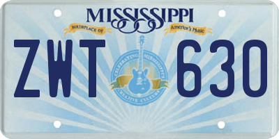 MS license plate ZWT630