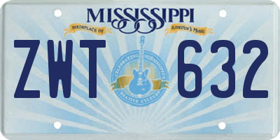MS license plate ZWT632