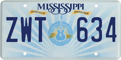 MS license plate ZWT634