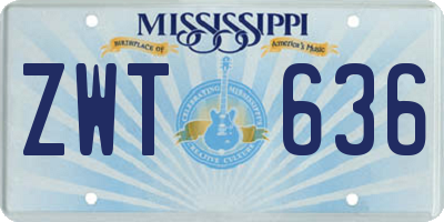 MS license plate ZWT636