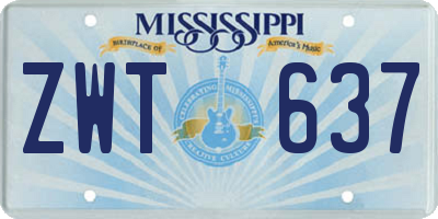 MS license plate ZWT637