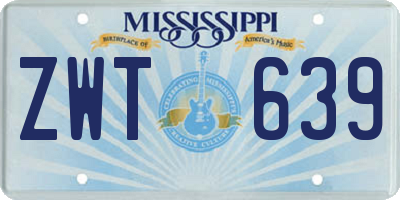 MS license plate ZWT639