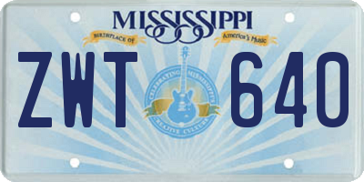 MS license plate ZWT640