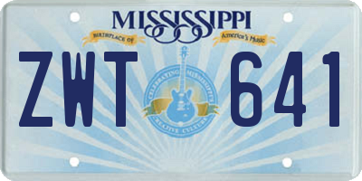MS license plate ZWT641