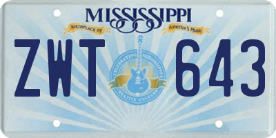 MS license plate ZWT643
