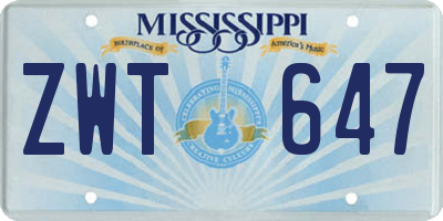 MS license plate ZWT647