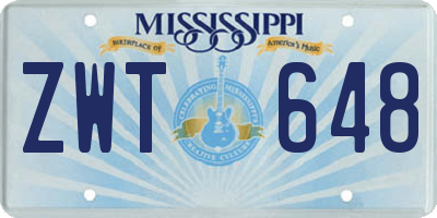 MS license plate ZWT648