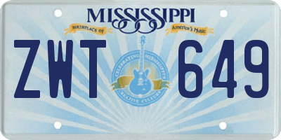 MS license plate ZWT649